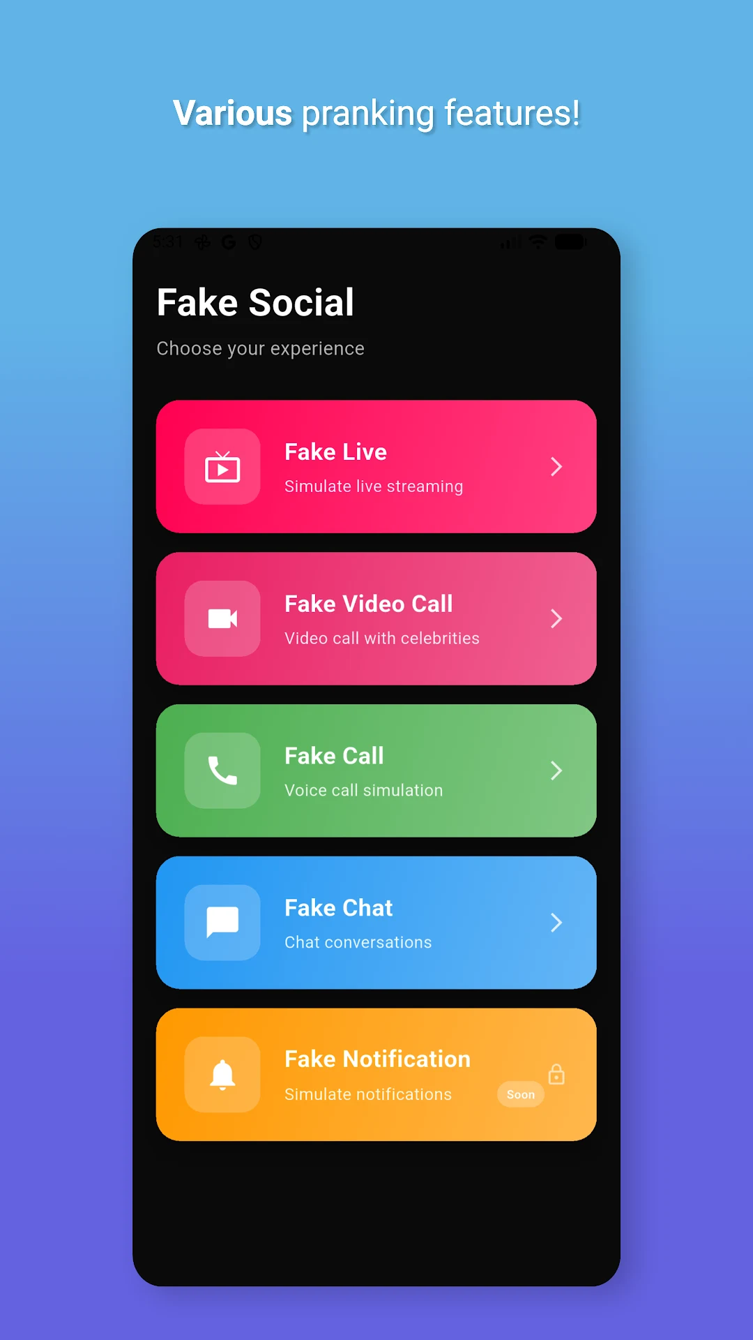 More of the Fake Celebs Call Prank app